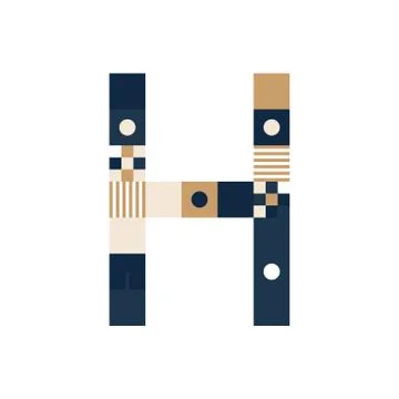 Vector Pixel Art Letter H. Colorful Letter Consist of Modules from Strips, sq Illustrazione stock