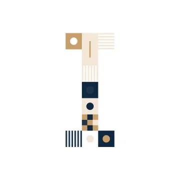 Vector Pixel Art Letter I. Colorful Letter Consist of Modules from Strips, sq Illustrazione stock