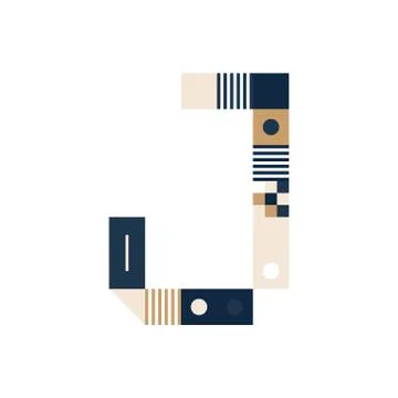 Vector Pixel Art Letter J. Colorful Letter Consist of Modules from Strips, sq Illustrazione stock