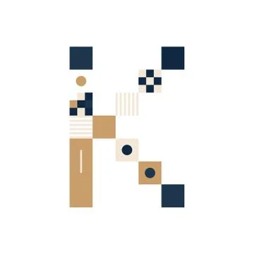 Vector Pixel Art Letter K. Colorful Letter Consist of Modules from Strips, sq Illustrazione stock