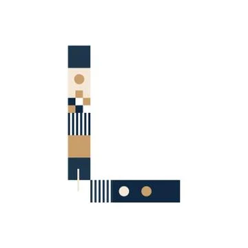 Vector Pixel Art Letter L. Colorful Letter Consist of Modules from Strips, sq Illustrazione stock