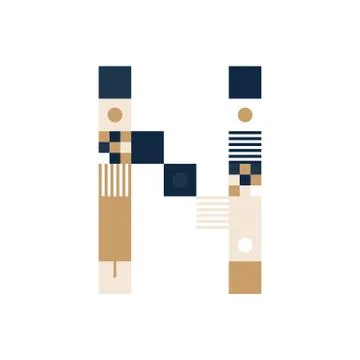 Vector Pixel Art Letter N. Colorful Letter Consist of Modules from Strips, sq Illustrazione stock