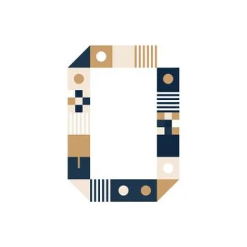 Vector Pixel Art Letter O. Colorful Letter Consist of Modules from Strips, sq Illustrazione stock