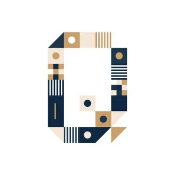 Vector Pixel Art Letter Q. Colorful Letter Consist of Modules from Strips, sq Illustrazione stock