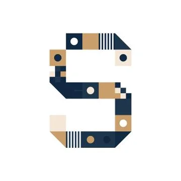 Vector Pixel Art Letter S. Colorful Letter Consist of Modules from Strips, sq Illustrazione stock