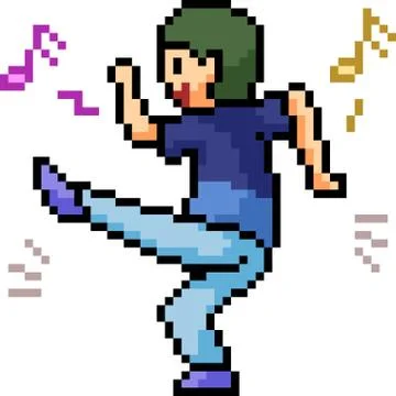 Vector pixel art man dance Stock Illustration