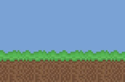 Vector pixel art meadow green, brown, background texture for games and design Stock Illustration