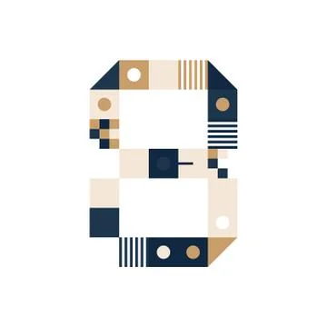 Vector Pixel Art number eight. Colorful number 8 Consist of Modules from Stri Illustrazione stock