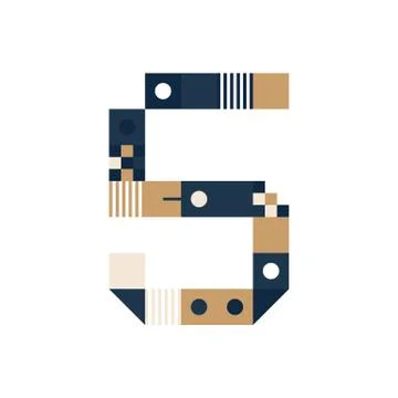 Vector Pixel Art number five. Colorful number 5 Consist of Modules from Strip Illustrazione stock