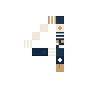 Vector Pixel Art number four. Colorful number 4 Consist of Modules from Strip Illustrazione stock