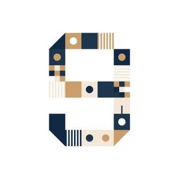 Vector Pixel Art number nine. Colorful number 9 Consist of Modules from Strip Illustrazione stock
