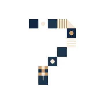 Vector Pixel Art number seven. Colorful number 7 Consist of Modules from Stri Illustrazione stock