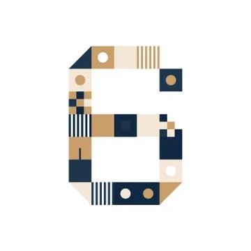 Vector Pixel Art number six. Colorful number 6 Consist of Modules from Strips Illustrazione stock
