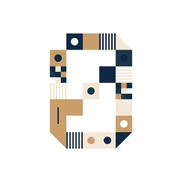 Vector Pixel Art number zero. Colorful number Consist of Modules from Strips, Stock Illustration