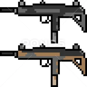 Vector pixel art submachine gun: Graphic #83962853