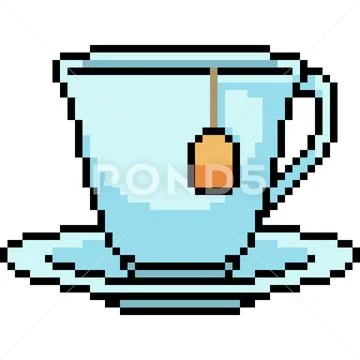 Vector pixel art tea cup: Royalty Free #87643738