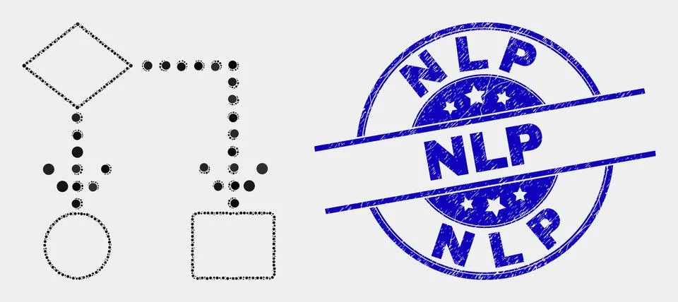 Vector Pixel Block Diagram Icon and Scratched Nlp Watermark Stock Illustration