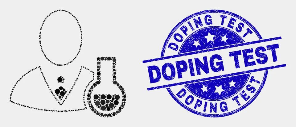 Vector Pixel Chemical Scientist Icon and Grunge Doping Test Watermark Stock Illustration