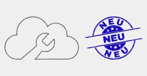 Vector Pixel Cloud Wrench Icon and Grunge Neu Seal Illustrazione stock