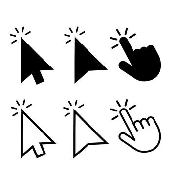 Vector Pixel Cursor pointer computer mouse icon design Stock Illustration