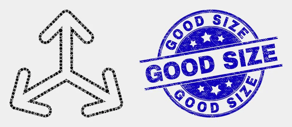 Vector Pixel Expand Arrows Icon and Grunge Good Size Stamp Stock Illustration