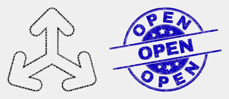Vector Pixel Expand Arrows Icon and Grunge Open Watermark Stock Illustration