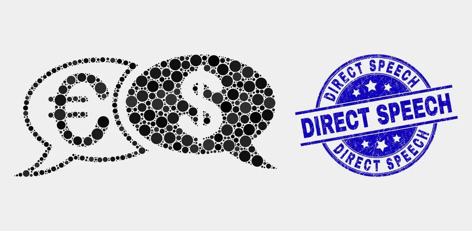 Vector Pixel Financial Chat Messages Icon and Scratched Direct Speech Watermark Stock Illustration