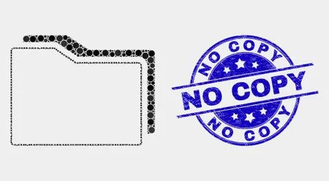 Vector Pixel Folders Icon and Scratched No Copy Stamp イラスト素材
