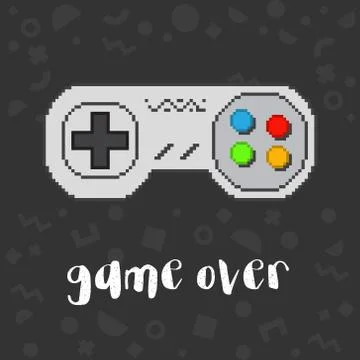 Vector pixel game controller Stock Illustration