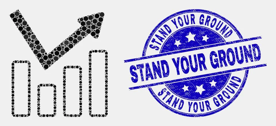 Vector Pixel Graph Chart Icon and Scratched Stand Your Ground Stamp Seal Stock Illustration