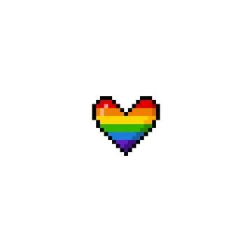 Vector pixel heart in rainbow colors, 8-bit. Symbol of LGBT, love and equality. Illustrazione stock