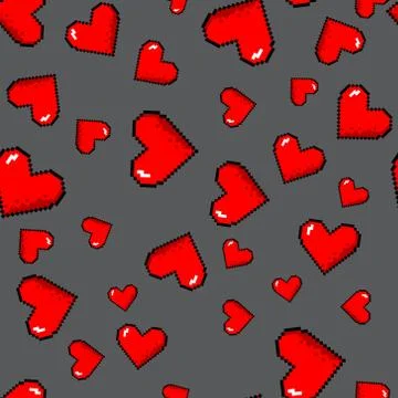 Vector pixel hearts pattern Illustrazione stock