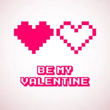 Vector pixel hearts for Valentine's day cards designs Stock Illustration
