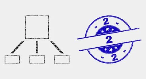 Vector Pixel Hierarchy Icon and Distress 2 Stamp Ilustración de archivo