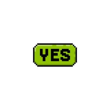 Vector pixel icon of green button with text, yes. Arcade game. Stock Illustration