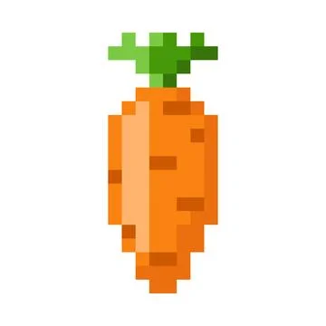 Vector pixel illustration of orange carrot, 8 bit. Isolated icon. イラスト素材
