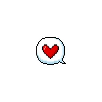 Vector pixel illustration of speech bubble with red heart. Stock Illustration