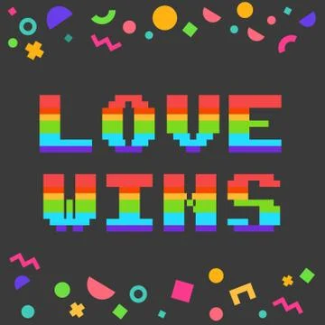 Vector pixel love wins Stock Illustration