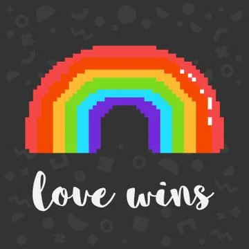 Vector pixel love wins rainbow Stock Illustration