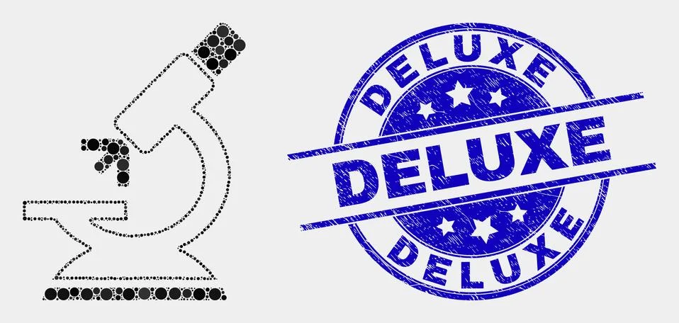 Vector Pixel Microscope Icon and Scratched Deluxe Watermark Illustrazione stock