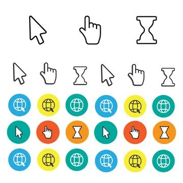 Vector Pixel Mouse cursors. Arrow pointer icon Stock Illustration