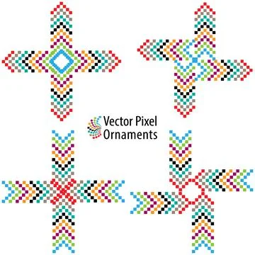 Vector pixel like ornament collection Stock Illustration