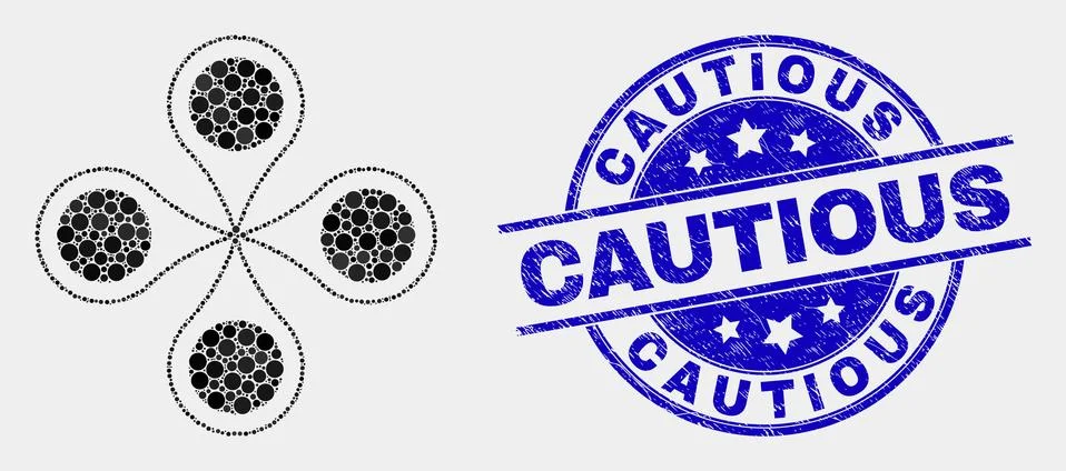 Vector Pixel Quadrocopter Icon and Grunge Cautious Watermark Stock Illustration