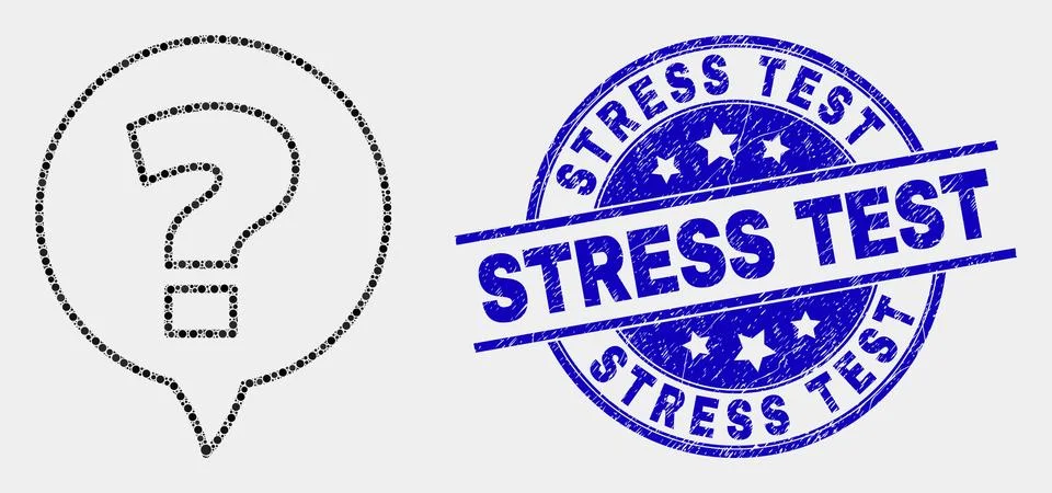 Vector Pixel Question Icon and Distress Stress Test Stamp Seal Stock Illustration