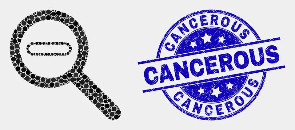 Vector Pixel Reduce Scale Icon and Grunge Cancerous Stamp Seal Stock Illustration
