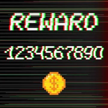 Vector pixel reward phrase Stock Illustration