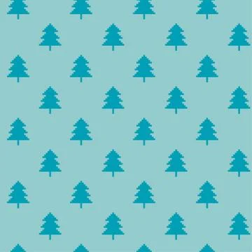 Vector pixel seamless pattern. Christmas green tree knitted 스톡 일러스트