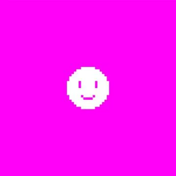 Vector pixel smiley face white on pink isolated background, Cyber aesthetics of Stock Illustration