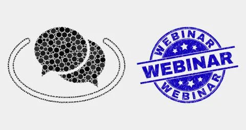 Vector Pixel Social Network Messages Icon and Grunge Webinar Stamp Stock Illustration
