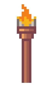 Vector pixel torch. Pixel art style 8-bit. Illustration of pixel object with a Stockillustratie